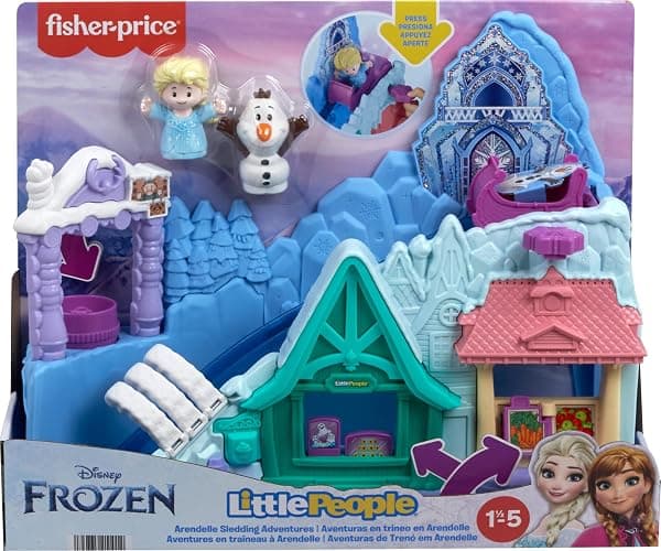 Fisher-Price Little People Toddler Toy Disney Frozen Arendelle Sledding Adventures Playset with Figures for Pretend Play Ages 18+ Months thumbnail 4