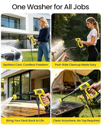 Cordless Portable Washer, Battery Operated Handheld Washer with 21V Battery & Charger, 1100 PSI, 6-in-1 Nozzle, Foam Pot, 23FT Hose, Car Washer for Home Garden Patio Driveway thumbnail 8