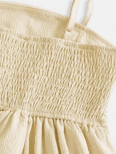 RoseSeek Girl's Flowy Cami Dress Ruched Sleeveless Pink Layered Ruffle Kawaii Short Smocked Summer Dresses thumbnail 5