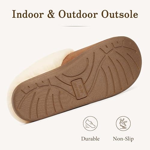Evshine Women's Memory Foam Fuzzy Slippers Cozy House Shoes | Wool-Like Faux Fur Lining, Non-Slip rubber sole, Warm Winter Slippers Indoor & Outdoor, Great Christmas Gift thumbnail 6