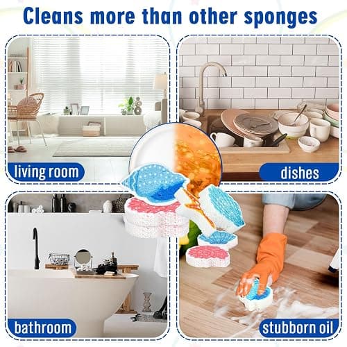 Whaline 8Pcs Starfish Shell Kitchen Sponges Water Absorbing Dish Washing Sponge Summer Sea Snail Starfish Shell Non Scratch Cleaning Scrub Sponges for Summer Home Kitchen Bathroom thumbnail 5