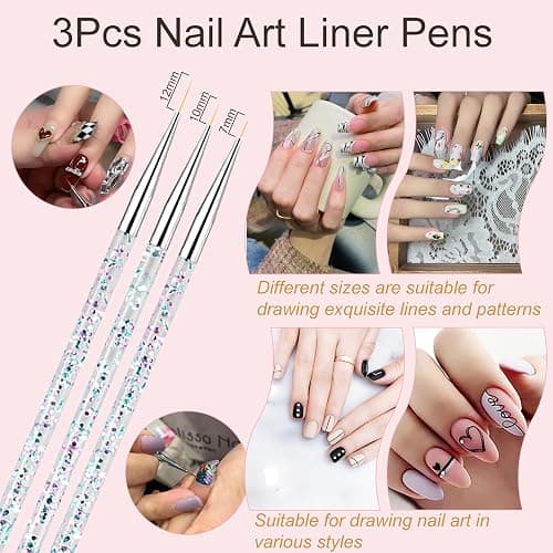 MYR 34Pcs Nail Art Brushes, Nail Art Brush Set, Nail Art Tools, including Nail Design Brushes, Nail Dotting Tool, Nail Drawing Pens, Nail Brush Brackets, Nail Nano Polishing Rubs thumbnail 5