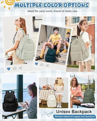 winspansy Backpack for School Teenage Girls Boys,Waterproof Lightweight School Bags Travel Daypack Simple Cute College Backpack Rucksack for Women Men fit 14 Inch Laptop,Black thumbnail 3