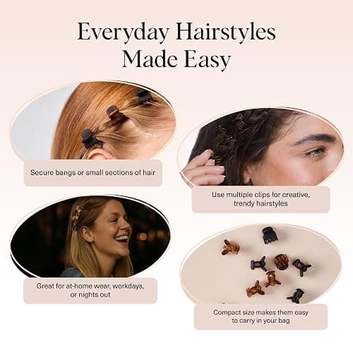 Kitsch Small Hair Clips for Women, Recycled Plastic Small Claw Clips & Mini Claw Clips for Hair, Mini Hair Clips for Thin Hair, Stays In Place Without Pulling or Snagging, Durable & Sturdy Plastic, Ideal Gifts for Women - 16 pcs (Tortoise & Black) thumbnail 5