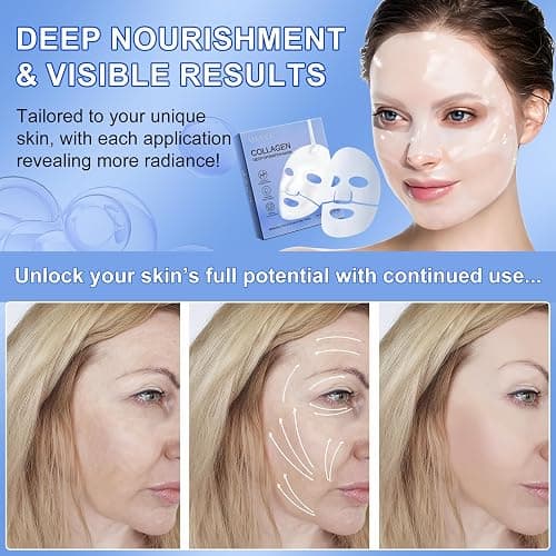 Collagen Face Mask, Deep Collagen Anti Wrinkle Lifting Mask Collagen Mask Overnight, 6 Pack thumbnail 8