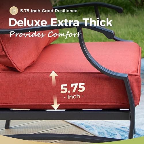 MIXPATIO Patio Furniture Set 5 pcs, Outdoor Patio Furniture, 3-Seat Sofa, 2 Swivel Chairs, 2 Ottomans and 5.75" Extra Thick Cushion, Patio Conversation Set for Garden Backyard Deck,Red thumbnail 3