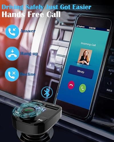 Handsfree Call Car Charger, Wireless Bluetooth 5.3 FM Transmitter Radio Receiver, MP3 Audio Music Adapter, Dual USB Port, LED Display Voltage and FM Frequency, Compatible for All Smartphones thumbnail 2