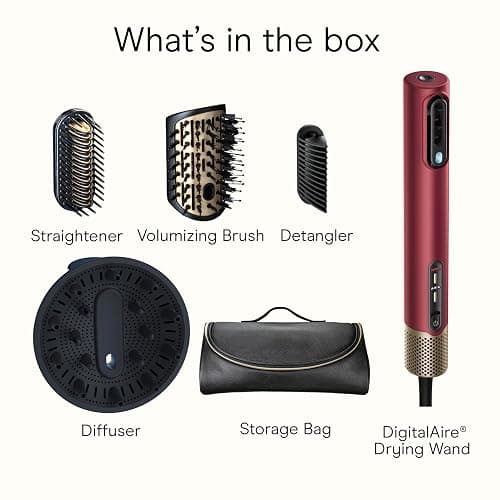 Infiniti PRO CONAIR 5-in-1 Hair Drying Wand, Straightener, and Styler, Ionic All-in-One Digital Motor Blow Dryer, Includes 4 High-Performance Attachments, Cherry Red thumbnail 10