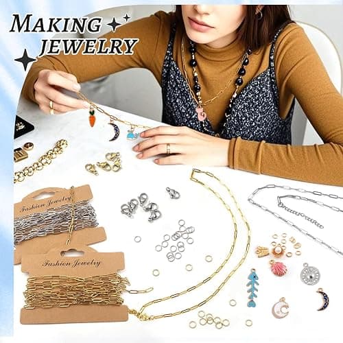 TOAOB Chaine de Trombone de 5m 3x9mm Chaînes de Collier en Acier Inoxydable Doré Argent Chainette pour Bijoux avec 10 Fermoirs Mousquetons et 30 Anneau Ouvert pour Bracelet Fabrication de Bijoux thumbnail 5