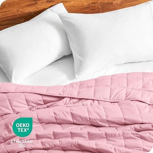 Bare Home Weighted Blanket Queen Size 17lbs (60" x 80") for Adults - All-Natural 100% Cotton - Premium Heavy Blanket Nontoxic Glass Beads (Cotton Light Pink, 60"x80") thumbnail 8
