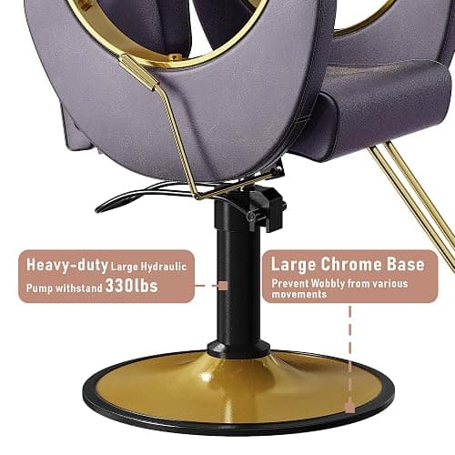 LOUVIXA Barber Chair, Salon Chair for Hair Stylist, Height Adjustable Hydraulic Hair Reclining Salon Chairs, 360 Degrees Rotation, Multi-Function Shampoo Chair for Barbershop (Purple) thumbnail 6