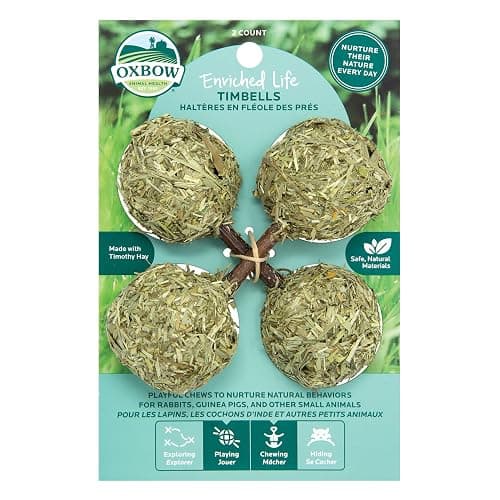 Oxbow Enriched Life Timbells, Rabbit Toys, Guinea Pig Toys, Enrichment for Bunny, Guinea Pig, Hamster, Rabbit, Chinchilla, Timothy Hay, Chinchilla Cage Accessories, Small Pet Accessories for Cage - Image 1