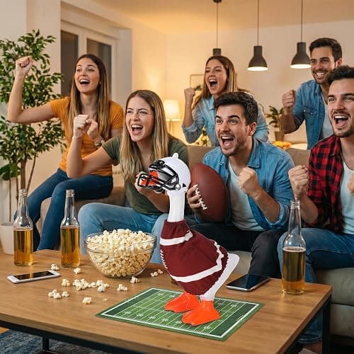 FNANJWQ 7 Inch Mini Desk Goose Outfits, Football Tabletop Goose Rugby Clothes & Helmet Desk Costumes Accessories Magnetic Geese Statue Key Holder Clothes for Table Decoration thumbnail 7