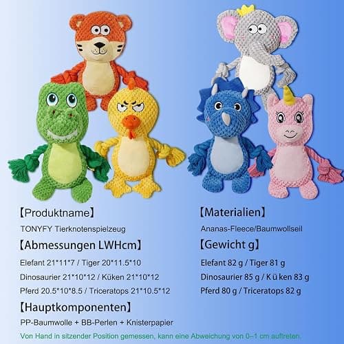 (1 Pack) Blue triceratops plush dog toy w squeaker thumbnail 4
