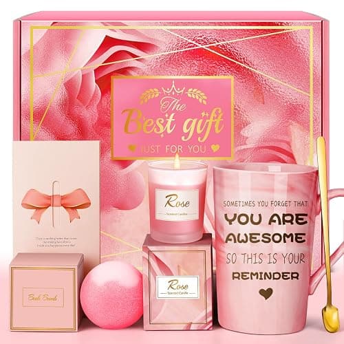 Birthday Gifts for Women, Mom, Unique Pink Spa Relaxation Baskets Set | Christmas, Mothers Day, Valentines Day Gift for Her, Girlfriend, Grandma, Wife, Coworker, Sister, Friend, Sister, Self Care - Image 1
