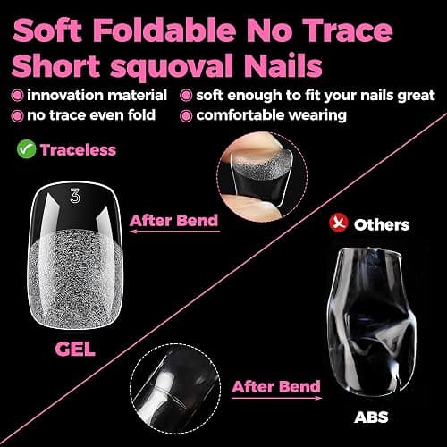 UNA GELLA Gel Nail Tips Square & Squoval, 504pcs Short Squoval Nail Tips | Pre Etched Soft Gel Clear Fake Nails Full Cover For Nails Extension Home DIY Salon 12 Sizes thumbnail 5