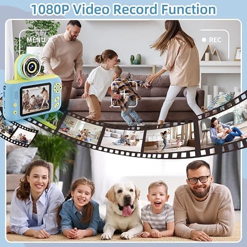 Makolle Camera for Kids, Toddler Volging Cameras Age 3-8 Christmas Birthday Gifts for Boys and Girls 3-12 Year Old Boys Digital Camcorder for Video Portable Kids Selfie Camera with 32GB SD Card Blue thumbnail 6