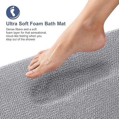 OLANLY Thick Memory Foam Bath Mat Rug 70x24, Extra Soft Absorbent Bathroom Rug, Quick Dry Bath Mats, Non-Slip, Machine Washable Carpet for Bathroom, Tub and Shower, Home Decor Accessories, Grey thumbnail 2