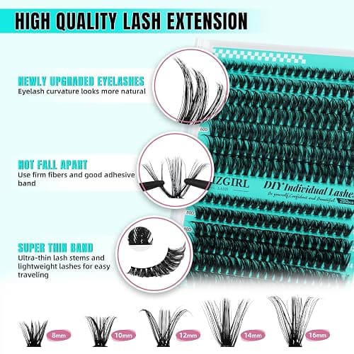 Lash Clusters Wispy 280PCS Eyelash Extension 60D 80D Cluster Lashes Individual Lashes DIY Lash Extension Natural Look Cluster Eyelash Extensions Soft False Eyelashes at Home for Beginners(D-Mix8-16mm) thumbnail 3