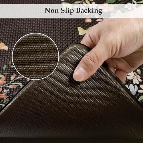 KIMODE Kitchen Anti Fatigue Mats, Farmhouse Kitchen Rugs Sets of 2, Memory Foam Kitchen Mats for Floor, Waterproof Non Skid Standing Mat for Sink Laundry Office Desk Black 20"x47"+20"x32" thumbnail 4