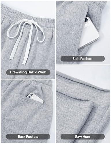 Ugerlov Men's Baggy Sweat Shorts Fleece Cotton Y2k Shorts Under Knee Shorts | Comfort Drawstring Running Gym Shorts Raw Hem Long Sweat Shorts with Pockets thumbnail 5