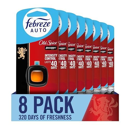Febreze AUTO Air Freshener, Odor-Fighting Automotive Vent Clip, Old Spice Swagger Scent, 8 Count - Image 1