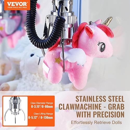 VEVOR Claw Machine, 0-3” Jaw Diameter 0-5” Jaw Lifting, Crane Prize Grabber Commercial Arcade Game Toys, Cool Fun Grab-and-Win Machine w/Light and Sound, Dispenser Vending Toy for Kids,Boys &Girls thumbnail 4