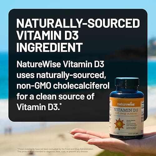 NatureWise Vitamin D3 5000iu (125 mcg) 1 Year Supply for Immune Support, Healthy Muscle Function, and Bone Health - Non-GMO, Gluten Free in Organic Extra Virgin Olive Oil, (Mini Softgel), 360 Count - 5000IU - 360 Count (Pack of 1) thumbnail 3