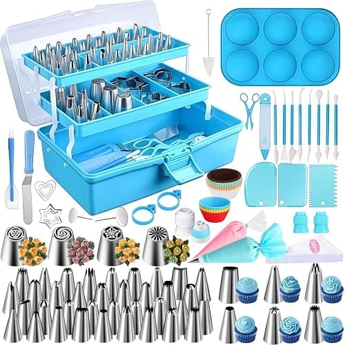 Suuker Cake Decorating Tools Supplies Kit, 236 Pieces Baking Accessories with Storage Case, Frosting Piping Kit, Piping Bags and Tips Set with 36 Numbered Piping Tips, Pastry Bags for Cake - Image 1