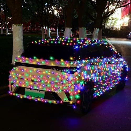 Honoson Christmas Car Multicolor Lights 393ft 1200 LED Cigarette Lighter Remote Control String Lights Waterproof 8 Modes and Auto Timer with Masking Tape for Car Xmas Party Holiday Decor thumbnail 2