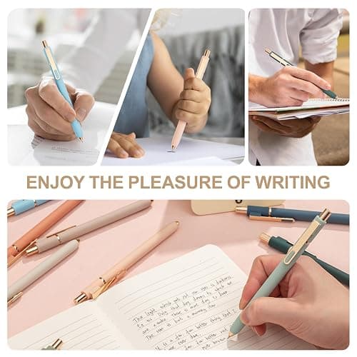 Linbsunne Gel Pens Black Ink Pens for Office 0.5mm Fine Point Pen Smooth Writing Retractable (Metal gold clip-10 pcs) thumbnail 5