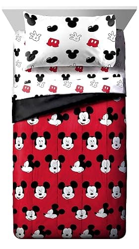 Jay Franco Disney Mickey Mouse Cute Faces 4 Piece Twin Bed Set - Includes Comforter & Sheet Set - Super Soft Fade Resistant Polyester - (Official Disney Product) thumbnail 3
