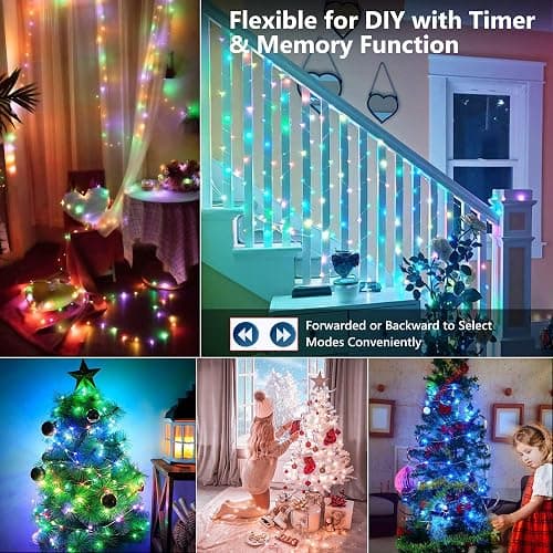 BrizLabs July 4th Fairy Lights, 66ft 200 LED Color Changing Fairy Lights with Remote, Plugin Red White Blue Twinkle Light RGB Rainbow Starry Xmas Light Music Sync for Xmas Halloween Home Party Wedding thumbnail 5
