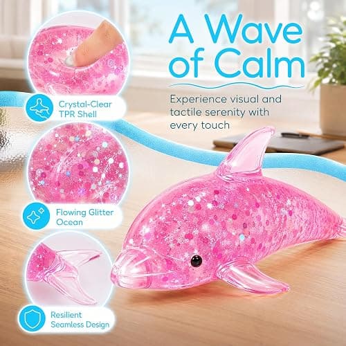 2 Pack Squishy Dolphin Sugar Stress Balls for Adults, Kawaii Dolphin Sugar Ball Squishy Vase Fillers, Sea-Animals Sensory Stress Vase Fillers, Party Favors, Easter Basket Stuffers thumbnail 3