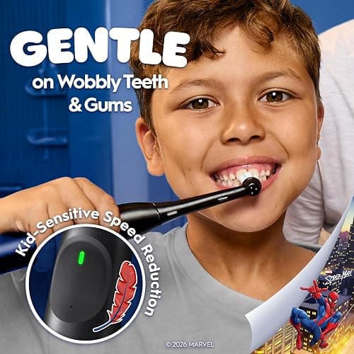 Oral-B iO Kids Limited Rechargeable Electric Powered Toothbrush, Spiderman with 1 Gentle Care Brush Head - Automatic Pressure Sensor to Protect Gums - 3 Cleaning Settings - 2 Min Music Timer thumbnail 3