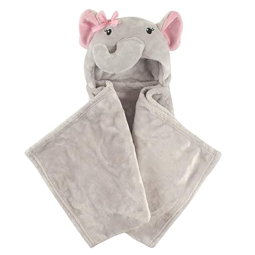 Hudson Baby Unisex Baby and Toddler Hooded Animal Face Plush Blanket, Pretty Elephant, One Size - Image 1