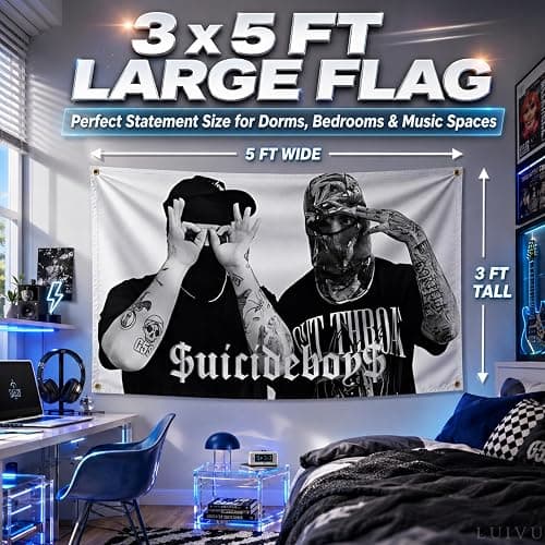 3x5 Feet Polyester Suicide Music Boys Single Sided Flag with 4 Brass Grommets - America Pop Singer Banner - Wall Tapestry Poster Signs Decor for Bedroom or College - American Music 2024 Flags thumbnail 2