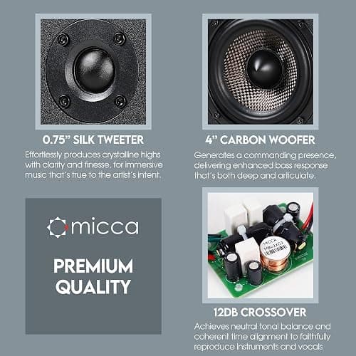 Micca MB42X G2 Passive Bookshelf Speakers for Home Theater Surround Sound, Stereo, and Passive Near Field Monitor, 2-Way (Black, Pair) thumbnail 5