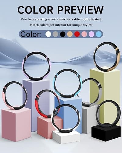 Universal Leather Steering Wheel Cover for Women Steering Wheel Cover for Car 15 inch (Lilac Color) thumbnail 4