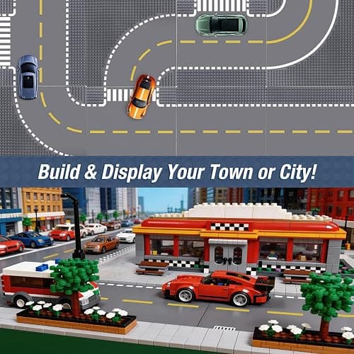 Etarnfly Classic Baseplates Building Plates-10" x 10" Building Boards,100% Compatible with All Major Brands and Activity Table, Creative Platforms Mats for Toy Bricks (Road Plate, 8 Pack) thumbnail 5