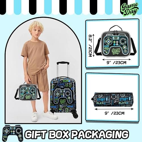 Inprof Kid’s Luggage Set 5 Piece Suitcase Set 16’’ Hardside Luggage with Spinner Wheels Girls Boys Carry on Luggage Travel Rolling Luggage Airline Approved thumbnail 4