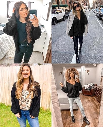 QUALFORT Cardigan Sweaters for Women 100% Cotton Button-Down Oversized Knit Outerwear Fall Tops for Women 2025 thumbnail 2