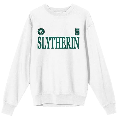 Bioworld Harry Potter Slytherin Mascot Adult White Crew Neck Long Sleeve Sweatshirt - Image 1