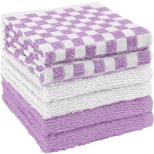 DecorRack 6 Pack 100% Cotton Checkered Washcloths, 12x12 inch Soft Cotton Face Towels, Absorbent and Durable Wash Cloth Set for Bathroom, Spa, Gym and Travel, Pink (Pack of 6) thumbnail 5