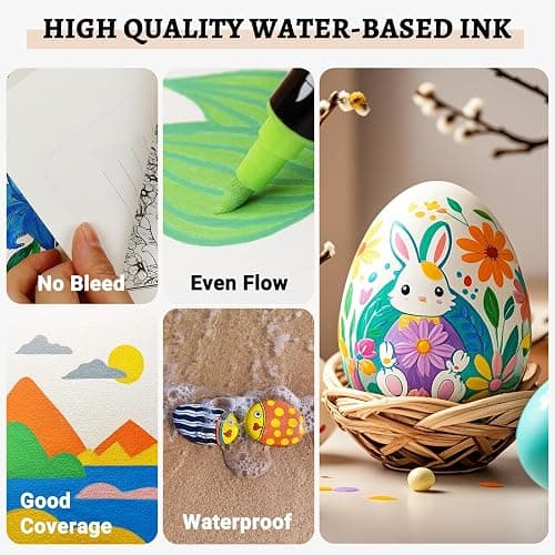 50 Colors Dual Tip Acrylic Paint Pens Paint Markers with Carrying Case, Acrylic Markers for Rock Painting, Wood, Glass, Plastic, Fabric, Ceramic, Painting Kit for Adults and Kids Crafts Supplies thumbnail 2