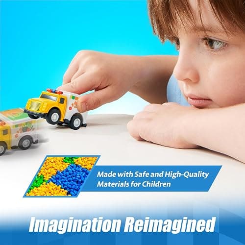 JOYIN 18 Pcs Pull Back City Cars and Trucks Toy Vehicles Set, Friction Powered Cars Toys for Toddlers, Kids Stocking Stuffers, Treasure Box Gifts for Classroom, Christmas Great Gifts for Grandkids thumbnail 8