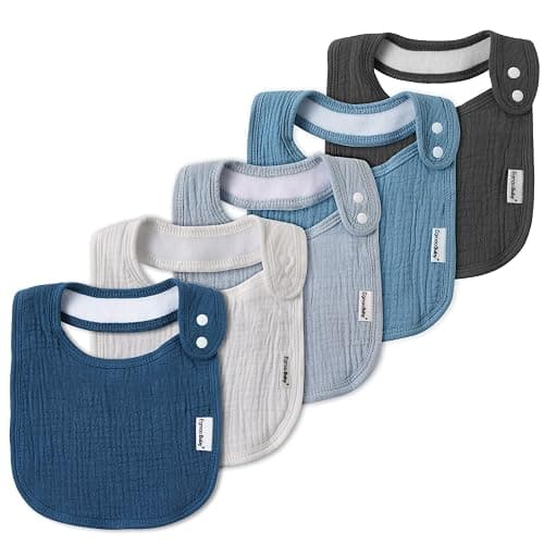 Muslin Bibs for Baby Boys Girls,Organic Muslin Baby Bib for Drooling and Teething,Soft Bandana Drool Bibs 5 Pack - Image 1