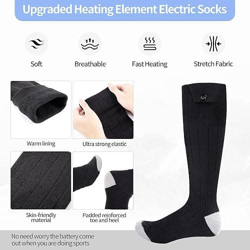 Heated Socks for Men Women - Rechargeable, Washable, Electric Heated Socks Up to 8 Hours with 4 Heating Levels for Hunting, Camping, Hiking, Skiing, Walking, Fishing, Cycling, Outdoor Work thumbnail 3