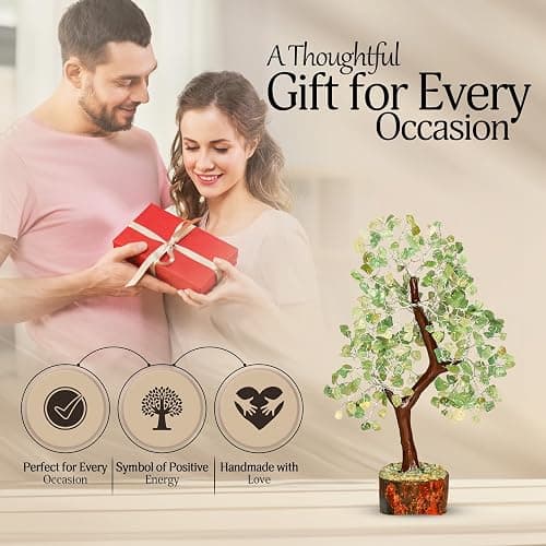 YATSKIA Green Jade Crystal Tree | Feng Shui Tree | Healing Crystals | Bookshelf Decor | Bedroom Decor for Women | Crystal Gifts | Birthday Gifts for Women | 10 Inch thumbnail 7