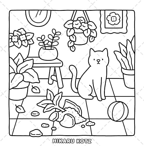 Cat Moments: Meow Life Coloring Book for Adults and Teens (Cat & Dog Coloring Book) thumbnail 8